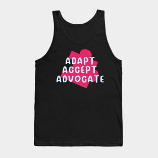 Adapt, Accept, Advocate - Autism Awareness Month Tank Top